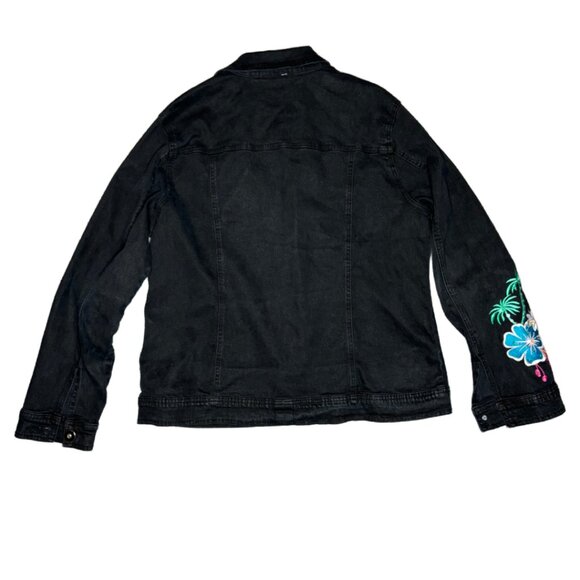 DG2 by Diane Gilman Women's Denim Black Embroidered Jean Jacket Sz L (1499) - Picture 2 of 6